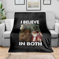 Funny Christmas Santa Bigfoot Throw Blanket I Believe In Both Xmas Holiday - Wonder Print Shop