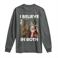 Funny Christmas Santa Bigfoot Long Sleeve Shirt I Believe In Both Xmas Holiday - Wonder Print Shop