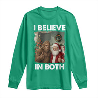 Funny Christmas Santa Bigfoot Long Sleeve Shirt I Believe In Both Xmas Holiday - Wonder Print Shop