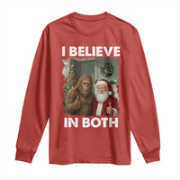 Funny Christmas Santa Bigfoot Long Sleeve Shirt I Believe In Both Xmas Holiday - Wonder Print Shop