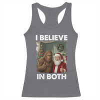 Funny Christmas Santa Bigfoot Racerback Tank Top I Believe In Both Xmas Holiday - Wonder Print Shop