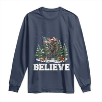 Funny Believe Bigfoot Christmas Long Sleeve Shirt American Flag Sasquatch Holiday Gift - Wonder Print Shop