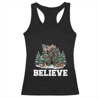 Funny Believe Bigfoot Christmas Racerback Tank Top American Flag Sasquatch Holiday Gift - Wonder Print Shop