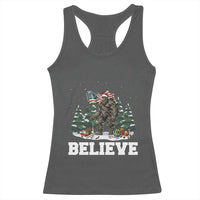 Funny Believe Bigfoot Christmas Racerback Tank Top American Flag Sasquatch Holiday Gift - Wonder Print Shop