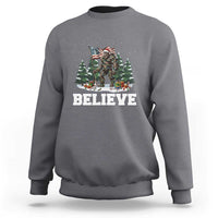 Funny Believe Bigfoot Christmas Sweatshirt American Flag Sasquatch Holiday Gift - Wonder Print Shop