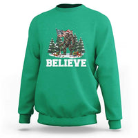 Funny Believe Bigfoot Christmas Sweatshirt American Flag Sasquatch Holiday Gift - Wonder Print Shop