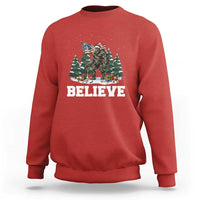 Funny Believe Bigfoot Christmas Sweatshirt American Flag Sasquatch Holiday Gift - Wonder Print Shop