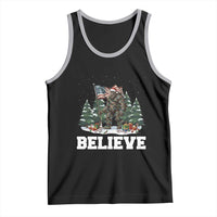 Funny Believe Bigfoot Christmas Tank Top American Flag Sasquatch Holiday Gift - Wonder Print Shop