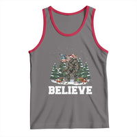 Funny Believe Bigfoot Christmas Tank Top American Flag Sasquatch Holiday Gift - Wonder Print Shop
