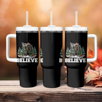 Funny Believe Bigfoot Christmas Tumbler With Handle American Flag Sasquatch Holiday Gift - Wonder Print Shop