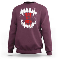 Eat The Rich Sweatshirt Vamp Fangs Social Activist - Wonder Print Shop