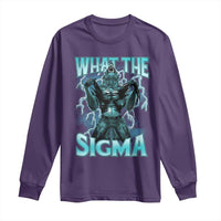 Funny What The Sigma Long Sleeve Shirt Alpha Wolf Oddly Specific Thunder Meme