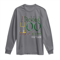 Personalized 100TH Day Of School Football Long Sleeve Shirt Custom Text I Tackled 100 Days Of School