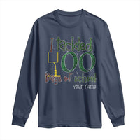 Personalized 100TH Day Of School Football Long Sleeve Shirt Custom Text I Tackled 100 Days Of School