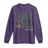 Personalized 100TH Day Of School Football Long Sleeve Shirt Custom Text I Tackled 100 Days Of School