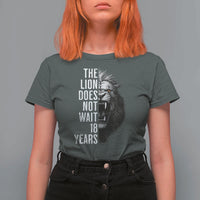 Funny The Lion Does Not Wait 18 Years T Shirt For Women Lion Meme Gen Z Alpha - Wonder Print Shop