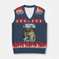 Funny Sometimes I Just Be Fartin Cowboy Frog V-Neck Knit Sweater Vest - Wonder Print Shop