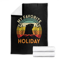 Funny Groundhog Day Throw Blanket My Favorite Holiday Retro Vintage Woodchuck - Wonder Print Shop