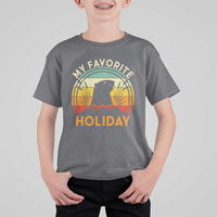 Funny Groundhog Day T Shirt For Kid My Favorite Holiday Retro Vintage Woodchuck - Wonder Print Shop