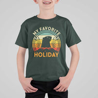 Funny Groundhog Day T Shirt For Kid My Favorite Holiday Retro Vintage Woodchuck - Wonder Print Shop