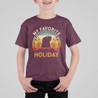 Funny Groundhog Day T Shirt For Kid My Favorite Holiday Retro Vintage Woodchuck - Wonder Print Shop