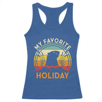 Funny Groundhog Day Racerback Tank Top My Favorite Holiday Retro Vintage Woodchuck - Wonder Print Shop