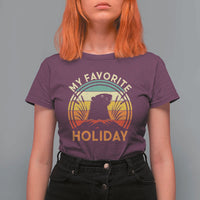Funny Groundhog Day T Shirt For Women My Favorite Holiday Retro Vintage Woodchuck - Wonder Print Shop