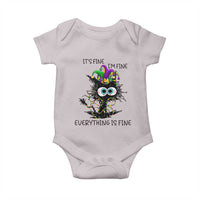 Funny Mardi Gras Cat Baby Onesie It's Fine I'm Fine Everything Is Fine Jester Hat Beads