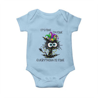 Funny Mardi Gras Cat Baby Onesie It's Fine I'm Fine Everything Is Fine Jester Hat Beads