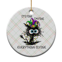 Funny Mardi Gras Cat Ceramic Ornament It's Fine I'm Fine Everything Is Fine Jester Hat Beads