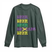 Funny Mardi Gras Drinking Long Sleeve Shirt Retro Beads Beer Carnival Party