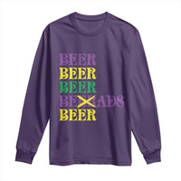 Funny Mardi Gras Drinking Long Sleeve Shirt Retro Beads Beer Carnival Party