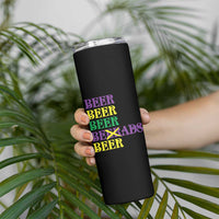 Funny Mardi Gras Drinking Skinny Tumbler Retro Beads Beer Carnival Party - Wonder Print Shop