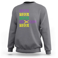 Funny Mardi Gras Drinking Sweatshirt Retro Beads Beer Carnival Party