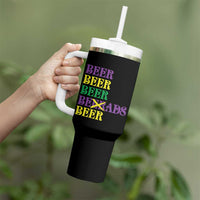 Funny Mardi Gras Drinking Tumbler With Handle Retro Beads Beer Carnival Party - Wonder Print Shop