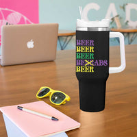 Funny Mardi Gras Drinking Tumbler With Handle Retro Beads Beer Carnival Party - Wonder Print Shop