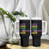 Funny Mardi Gras Drinking Tumbler With Handle Retro Beads Beer Carnival Party - Wonder Print Shop
