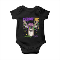 Funny Mardi Gras Mississippi Deer Baby Onesie Throw Me Something Mister Beads