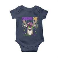 Funny Mardi Gras Mississippi Deer Baby Onesie Throw Me Something Mister Beads