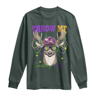Funny Mardi Gras Mississippi Deer Long Sleeve Shirt Throw Me Something Mister Beads