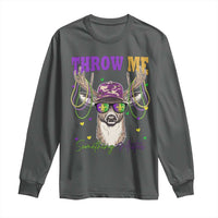 Funny Mardi Gras Mississippi Deer Long Sleeve Shirt Throw Me Something Mister Beads