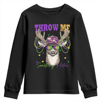 Funny Mardi Gras Mississippi Deer Youth Sweatshirt Throw Me Something Mister Beads