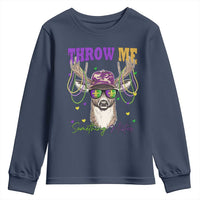 Funny Mardi Gras Mississippi Deer Youth Sweatshirt Throw Me Something Mister Beads