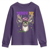 Funny Mardi Gras Mississippi Deer Youth Sweatshirt Throw Me Something Mister Beads