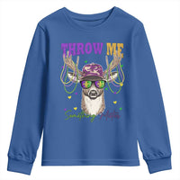 Funny Mardi Gras Mississippi Deer Youth Sweatshirt Throw Me Something Mister Beads