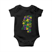Funny Mardi Gras Mississippi Map Coquette Bow Baby Onesie
