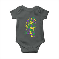Funny Mardi Gras Mississippi Map Coquette Bow Baby Onesie