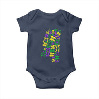 Funny Mardi Gras Mississippi Map Coquette Bow Baby Onesie