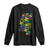 Funny Mardi Gras Mississippi Map Coquette Bow Long Sleeve Shirt