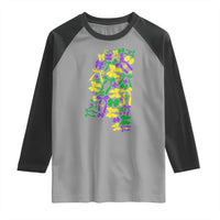Funny Mardi Gras Mississippi Map Coquette Bow Raglan Shirt